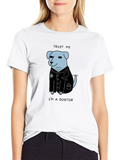 Adorable Sweet Cartoon Dogtor Blue Trust Me Classic Cotton Tee – Unisex Comfort For Any Season