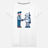 AI Ethics Robot Shaking Hands with Employee