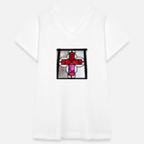 AI Generated Art- Stained Glass of Cross in Red