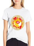 Abstract Lips Graphic Print Black T-Shirt