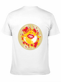 Abstract Lips Graphic Print Black T-Shirt