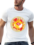 Abstract Lips Graphic Print Black T-Shirt