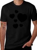 Heart Patterned Black T-Shirt