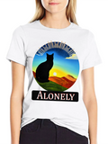 Alonely Cat T-shirt Classic Cotton Tee – Unisex Comfort For Any Season