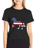 American Flag Horse Happy 4th Of July Classic Cotton Tee – Unisex Comfort For Any Season