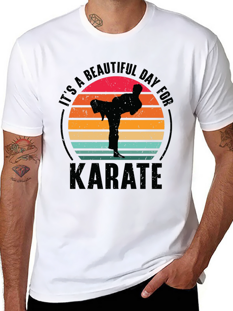 Karate Retro Sunset Graphic T-Shirt