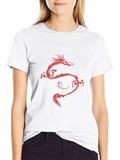 Asian Dragon Calligraphy Wave Symbol Classic Cotton Tee – Unisex Comfort For Any Season