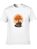 Autumn Tree Orange On Rock Classic Cotton Tee – Unisex Comfort For Any Season