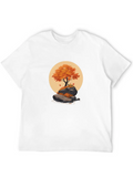 Autumn Tree Orange On Rock Classic Cotton Tee – Unisex Comfort For Any Season