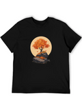 Autumn Tree Orange On Rock Classic Cotton Tee – Unisex Comfort For Any Season