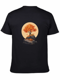 Autumn Tree Orange On Rock Classic Cotton Tee – Unisex Comfort For Any Season
