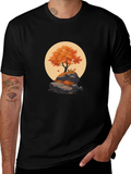 Autumn Tree Orange On Rock Classic Cotton Tee – Unisex Comfort For Any Season