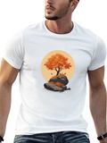 Autumn Tree Orange On Rock Classic Cotton Tee – Unisex Comfort For Any Season