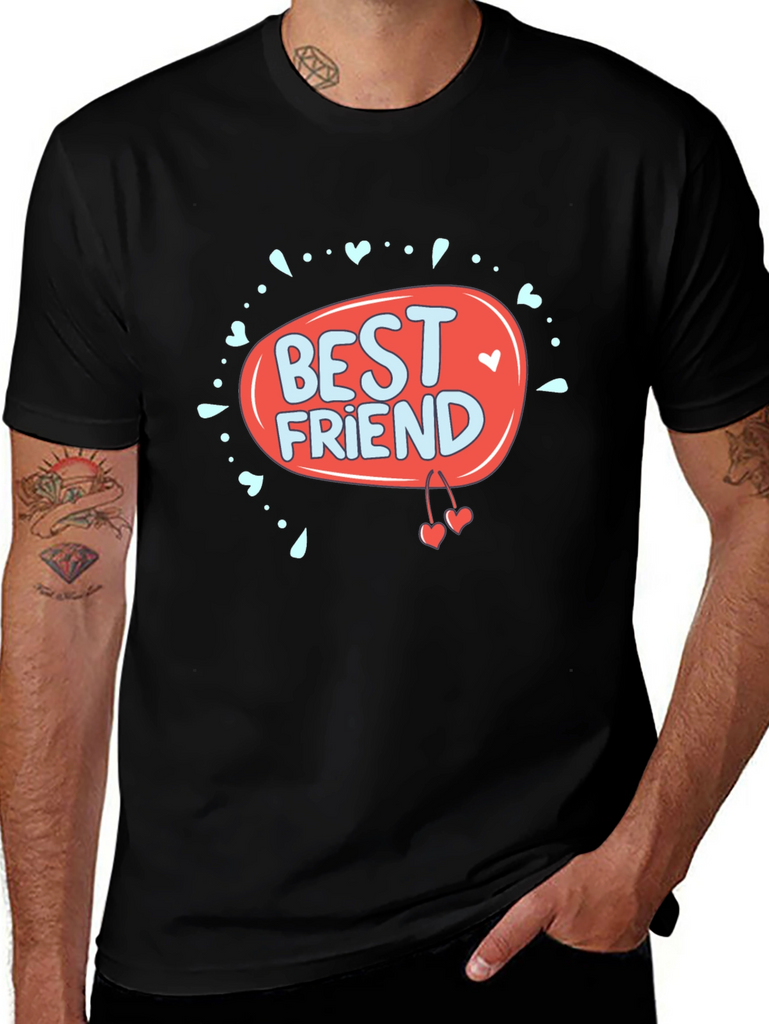 Best Friend Graphic Print Black T-Shirt