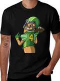 Funny Football Sausage Graphic Tee - Black