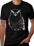 Cool Owl Graphic Tee - Black Cotton T-Shirt