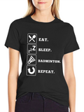 Eat Sleep Badminton Repeat Black T-Shirt