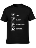 Eat Sleep Badminton Repeat Black T-Shirt