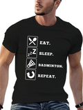 Eat Sleep Badminton Repeat Black T-Shirt