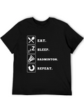 Eat Sleep Badminton Repeat Black T-Shirt