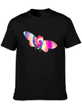 Tie-Dye Moth Graphic Black T-Shirt