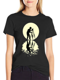 Photographer Silhouette T-Shirt - Moon Reflection Design
