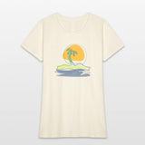 Beach scene with lonely palm tree on island