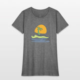 Beach scene with lonely palm tree on island