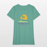 Beach scene with lonely palm tree on island