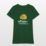 Beach scene with lonely palm tree on island