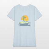 Beach scene with lonely palm tree on island