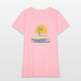 Beach scene with lonely palm tree on island