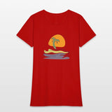 Beach scene with lonely palm tree on island