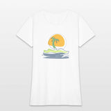 Beach scene with lonely palm tree on island