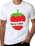 Berry Excited Strawberry Very Excited Pun Classic Cotton Tee – Unisex Comfort For Any Season