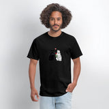 Black Cat with a Gun & White Cat with a Rose