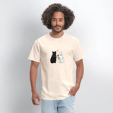 Black Cat with a Gun & White Cat with a Rose