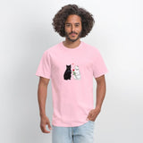 Black Cat with a Gun & White Cat with a Rose