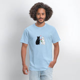 Black Cat with a Gun & White Cat with a Rose