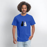 Black Cat with a Gun & White Cat with a Rose