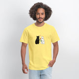 Black Cat with a Gun & White Cat with a Rose