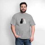 Black Cat with a Gun & White Cat with a Rose