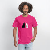 Black Cat with a Gun & White Cat with a Rose