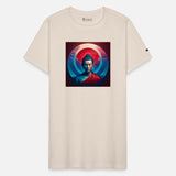 buddha red blue light portrait