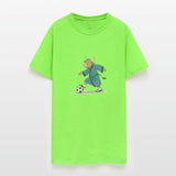 Bull playing soccer in karate kimono