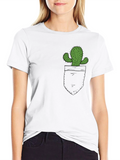 Cactus Pocket Graphic Tee - Black Cotton T-Shirt