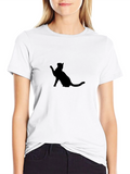 Black Cat Silhouette Graphic Tee