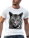 Striking White Tiger Graphic Tee - Black
