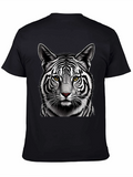 Striking White Tiger Graphic Tee - Black