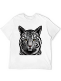 Striking White Tiger Graphic Tee - Black